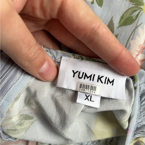 Yumi Kim Tinley Dress Blue Pink Floral Tie Strap Ruffle Midi Dress 10 Wedding - Picture 8 of 13